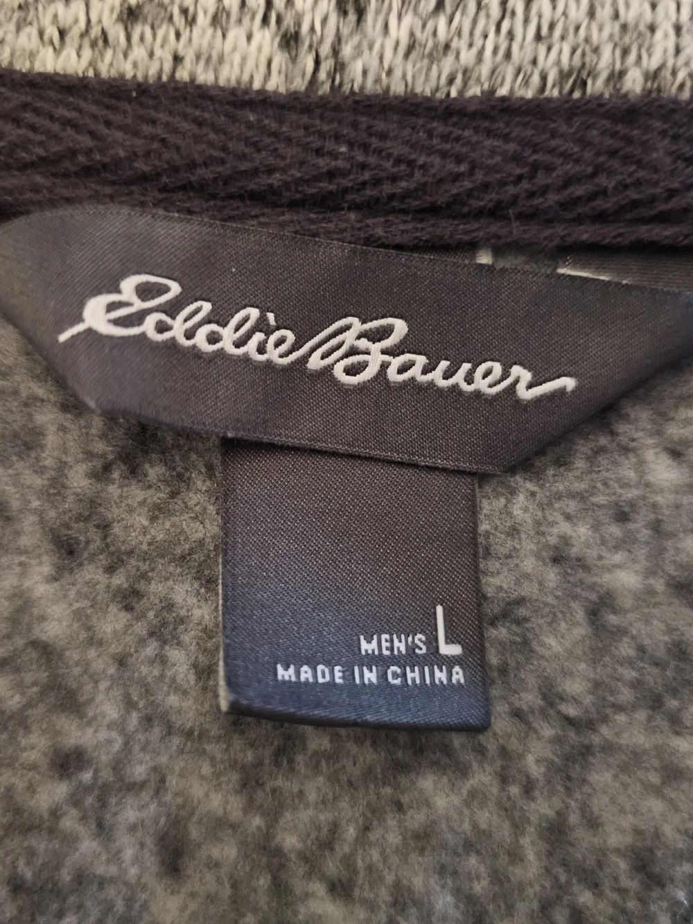 Eddie Bauer Heathered Gray Snap-Front Sweatshirt